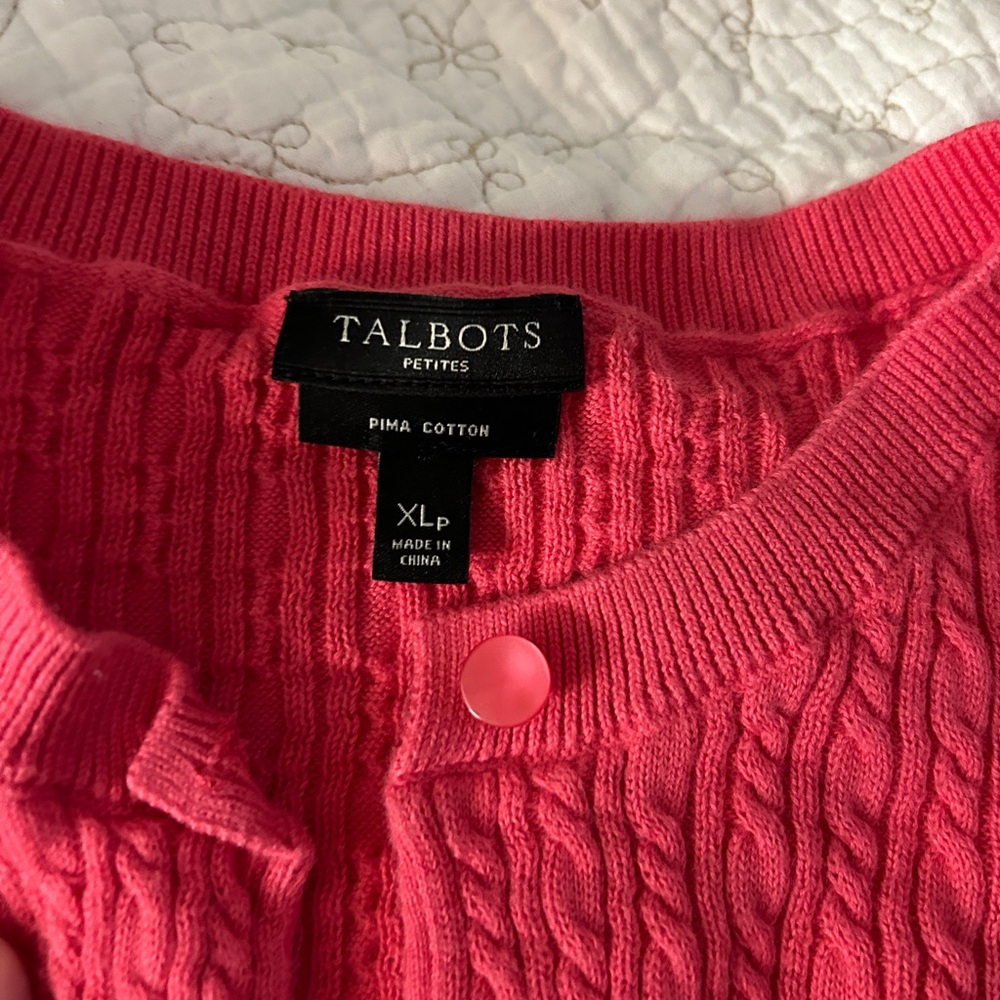 Talbots petite XL Pima cotton cable knit cardigan